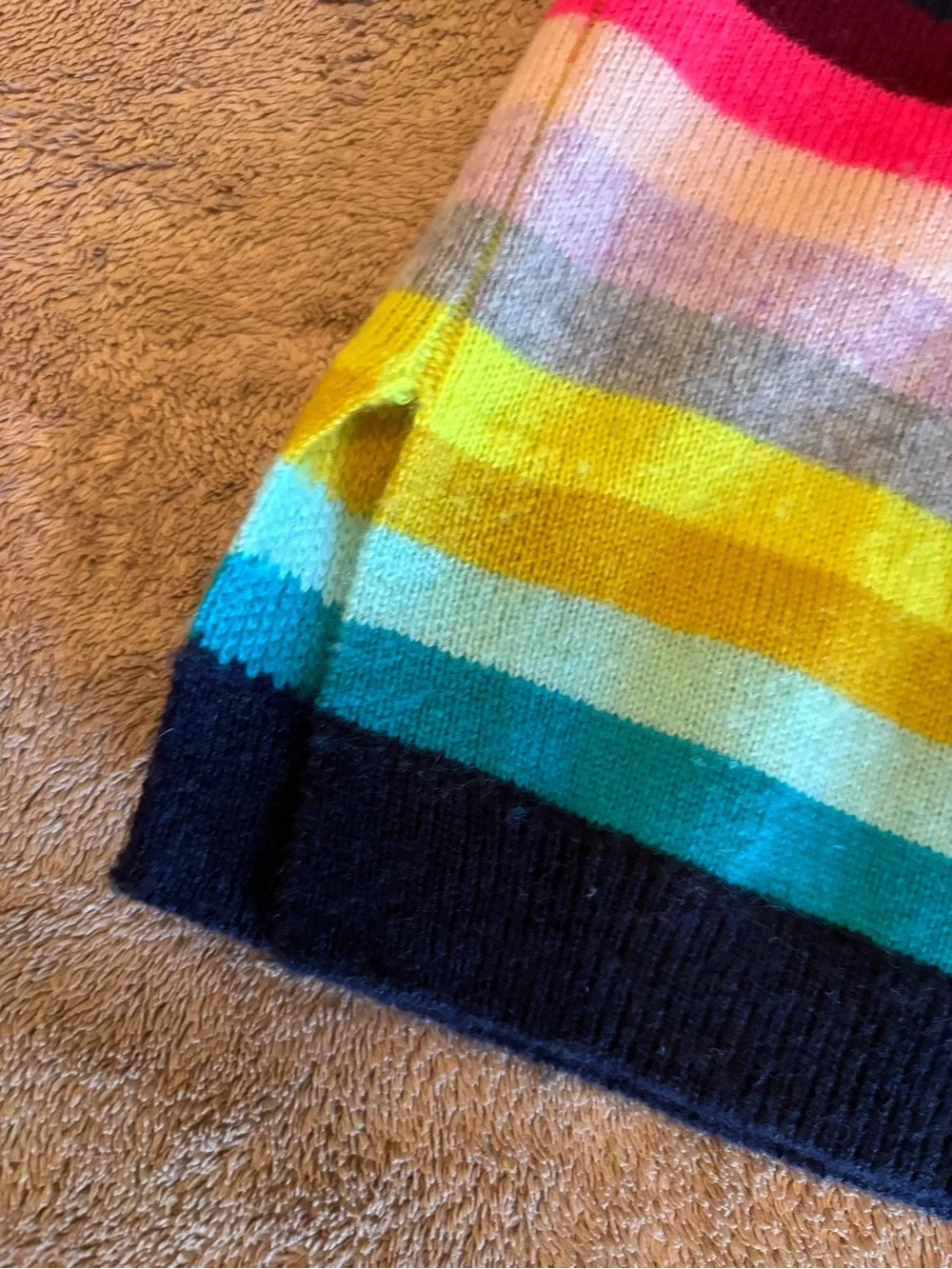 J. Crew 100% Cashmere Women's Multicolor Stripe Crewneck Sweater